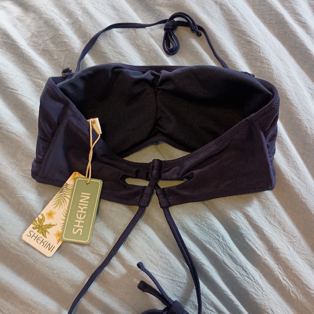 NWT shekini large navy blue bikini top - Picture 3 of 10
